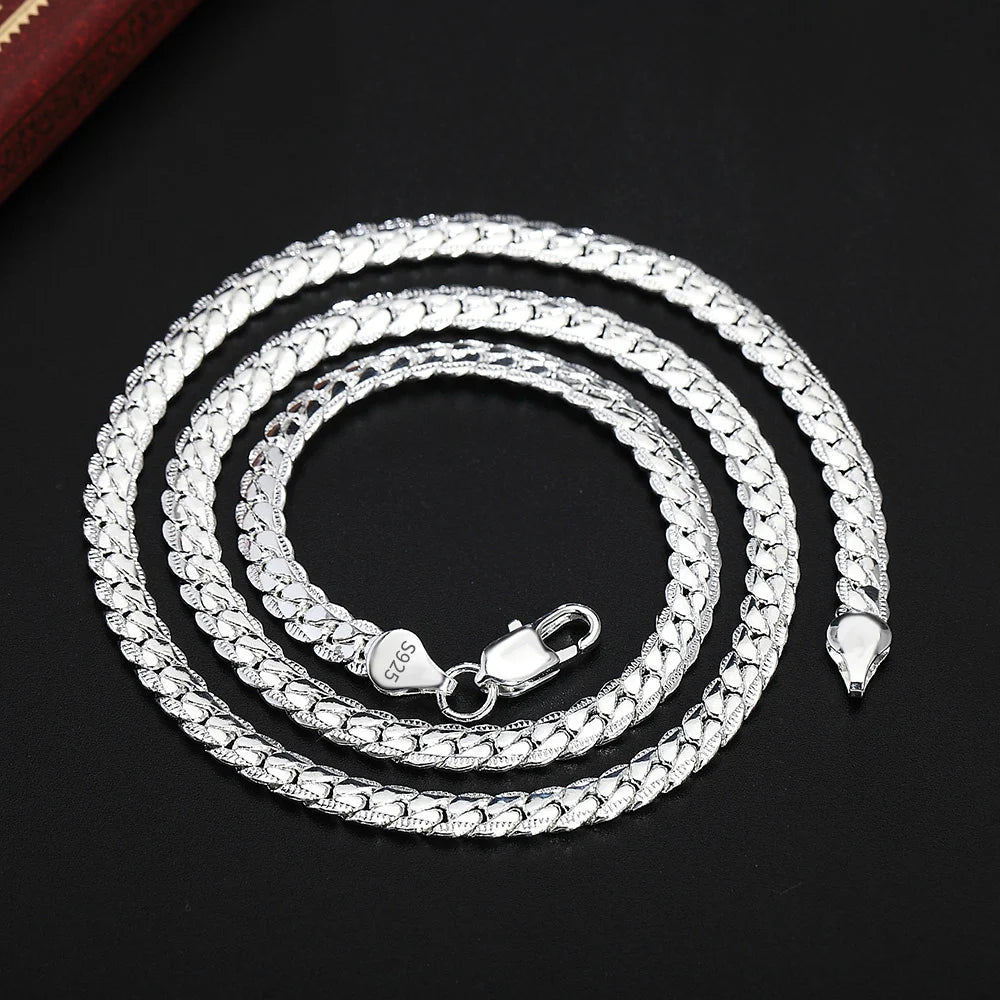 fachgo | 18K Gold/Silver Color 6mm Full Sideways Necklace 8/18/20/24 Inch Chain
