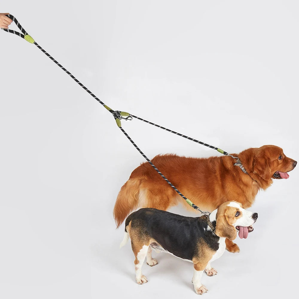 fachgo | 1 PC Hands Free Dog Leash for 2 Dogs Reflective Running Dual Dog Leash 360° Swivel Leash for Pet Outdoor Walking Jogging Hiking