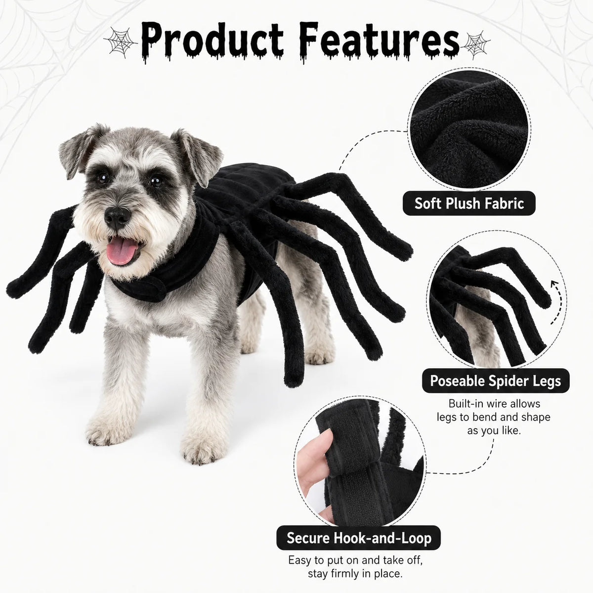 Halloween Spider Pet Costume for Cats Small Medium Dogs Funny Cosplay Outfit Puppy Party Dress Up Costume