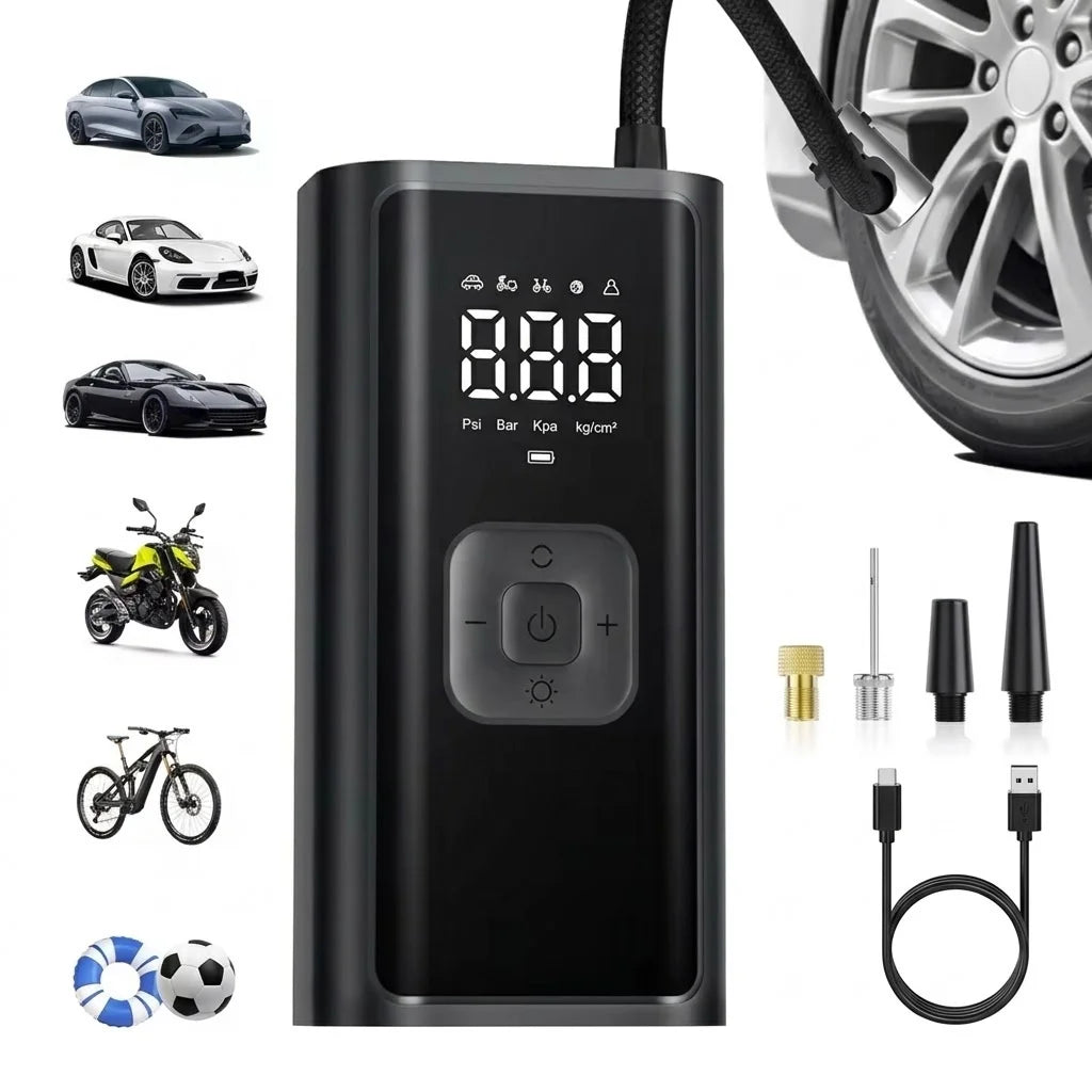 LEIBOO 150PSI Portable Air Compressor Electric Tire Inflator Wireless Air Pump Digital Pressure Gauge Car Bike Motorcycle Ball