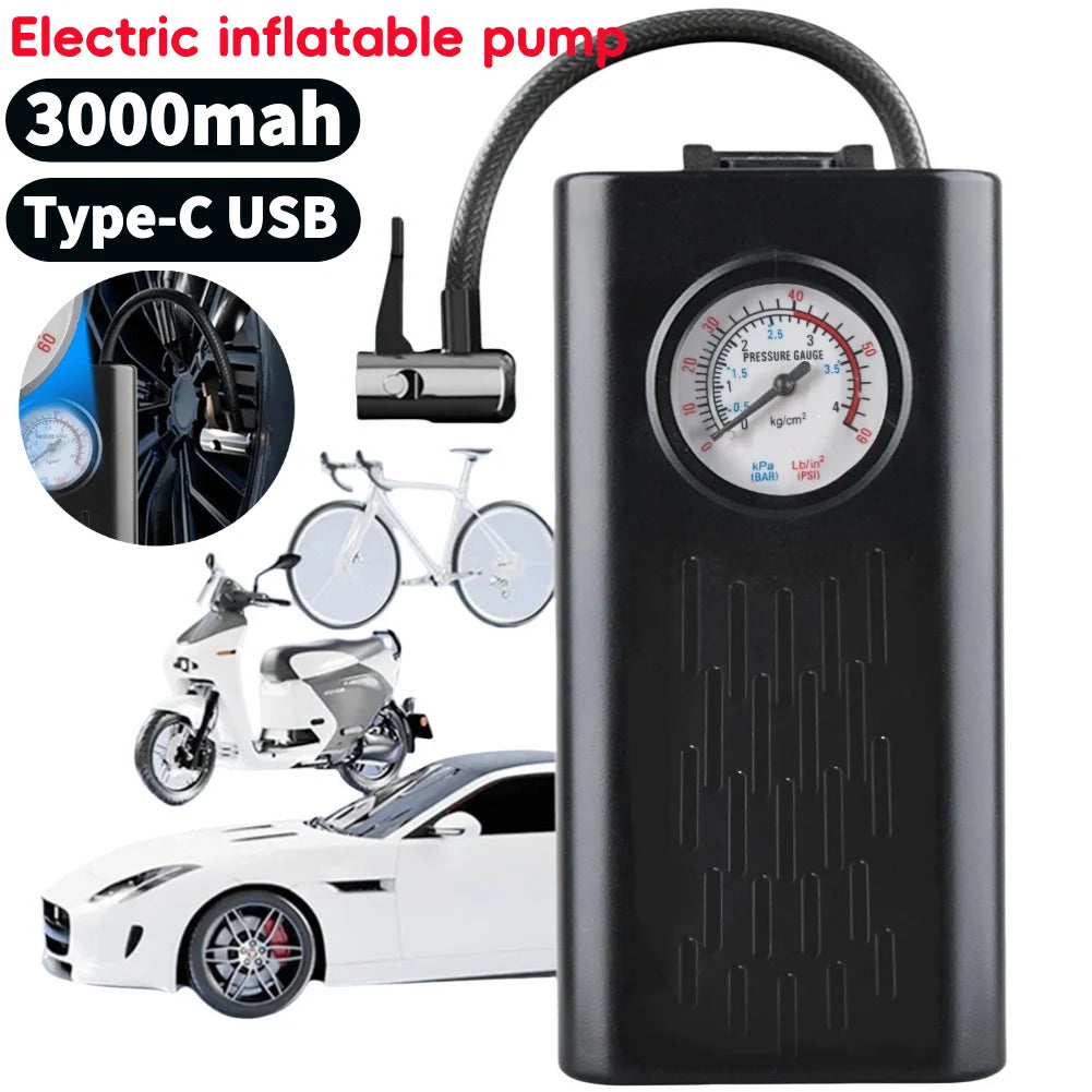 fachgo | Electric Air Compressor USB Charging Portable Bike Pump Multifunctional Electric Tire Pump for Motorbike Auto Bicycle