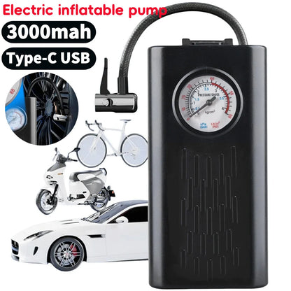 fachgo | Electric Air Compressor USB Charging Portable Bike Pump Multifunctional Electric Tire Pump for Motorbike Auto Bicycle