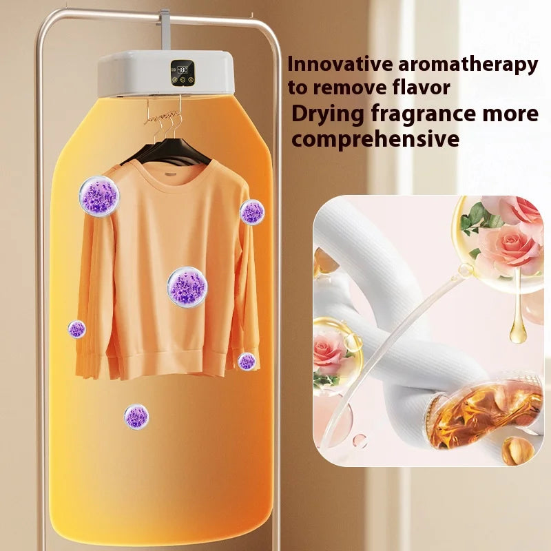fachgo | Portable Mini Clothing Dryer Foldable Electric Clothes Dryer Apartment Dryer Travel RVS with Dryer Bag and Time Set Travel Style