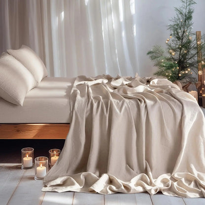 fachgo | Linen Sheets Set,100% French Stone Washed Pure Linen Bed Sheets, 3 Pieces (1 Flat Sheet, 2 Pillowcase) Suitable for Hot Sleepers