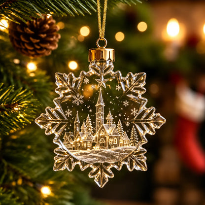 Christmas Tree Ornament Warm Holiday Hanging Decoration Winter Scenery Ornament Acrylic Transparent Acrylic Pendant For Mantel
