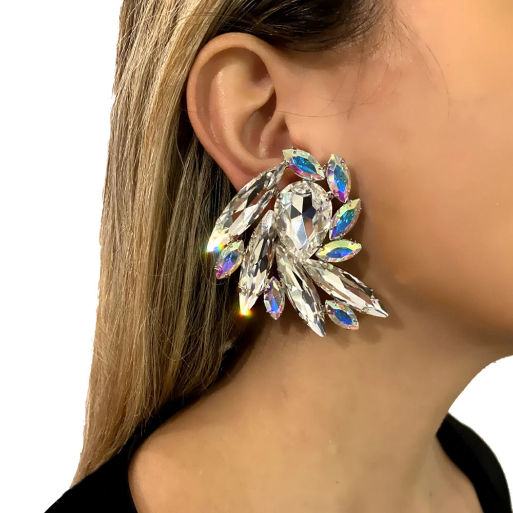fachgo | Crystal Geometric Necklace & Earrings Set