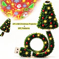 Christmas Projector Light USB Powered Christmas Night Light with 6+ Holiday Patterns Flexible Tree Lamp for Bedroom Ceiling