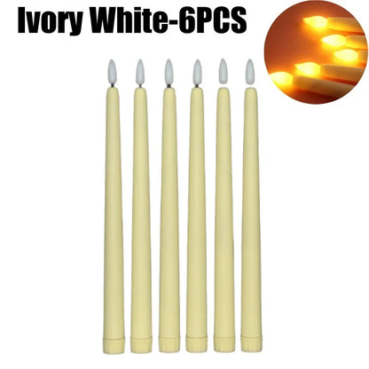 LED Flameless Taper Candles Battery Operated Realistic Flickering Remote Control Dinner Wedding Party Decoration Long Candles