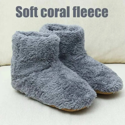 USB Heater Shoes Men Women Winter Warm Snow Boots Foot Warmer Plush Heating Rechargeable Slippers Electric Heated Slippers