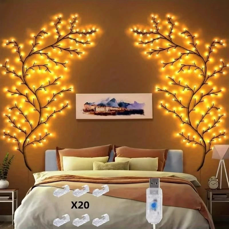 LED Tree Branch Lamp USB Powered DIY Vines Light Strings Festive Tree Vine Light For Home Christmas Decoration Willow Vine Light