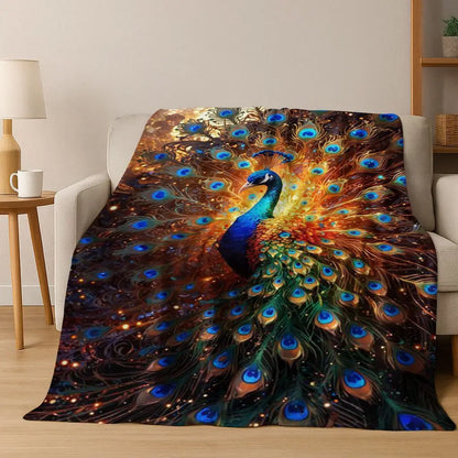 3D Colorful Peacock Romantic Birds Dream Flannel Blanket,Cozy Soft Throw Blanket for Home Bedroom Bed Sofa Picnic Cover Gift Kid