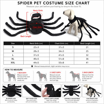 Halloween Spider Pet Costume for Cats Small Medium Dogs Funny Cosplay Outfit Puppy Party Dress Up Costume