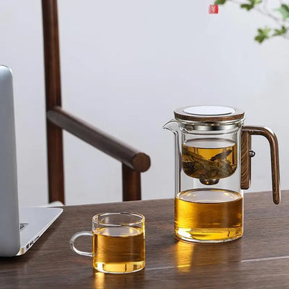 fachgo | 1 Set Glass Teapot With Infuser One Click Magnetic SwitchTea Separation Filtration Glass Tea Pot Drip-Free Spout Tea Pot