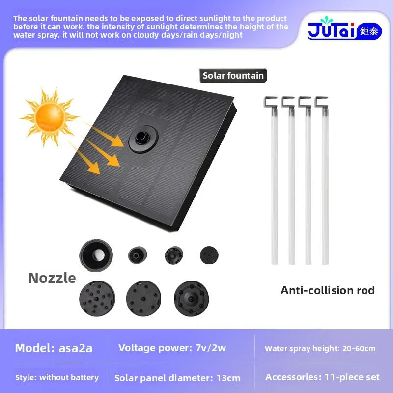 fachgo | Solar Fountain Outdoor Garden Water Feature Floating Bird Bath No Electricity Needed