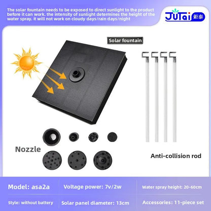 fachgo | Solar Fountain Outdoor Garden Water Feature Floating Bird Bath No Electricity Needed