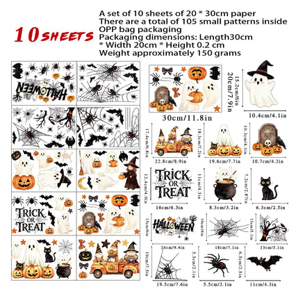 Halloween Static Window Clings PVC Ghost Pumpkin Spider Bat Window Stickers Removable Glass Decals Home Party Window Decor