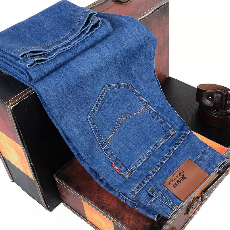 fachgo | 2025 Men NEW Men's Fashion Business Jeans Classic Style Casual Stretch Slim Jean Pants Male Brand Denim Trousers Black Blue Mens