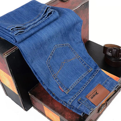 fachgo | 2025 Men NEW Men's Fashion Business Jeans Classic Style Casual Stretch Slim Jean Pants Male Brand Denim Trousers Black Blue Mens