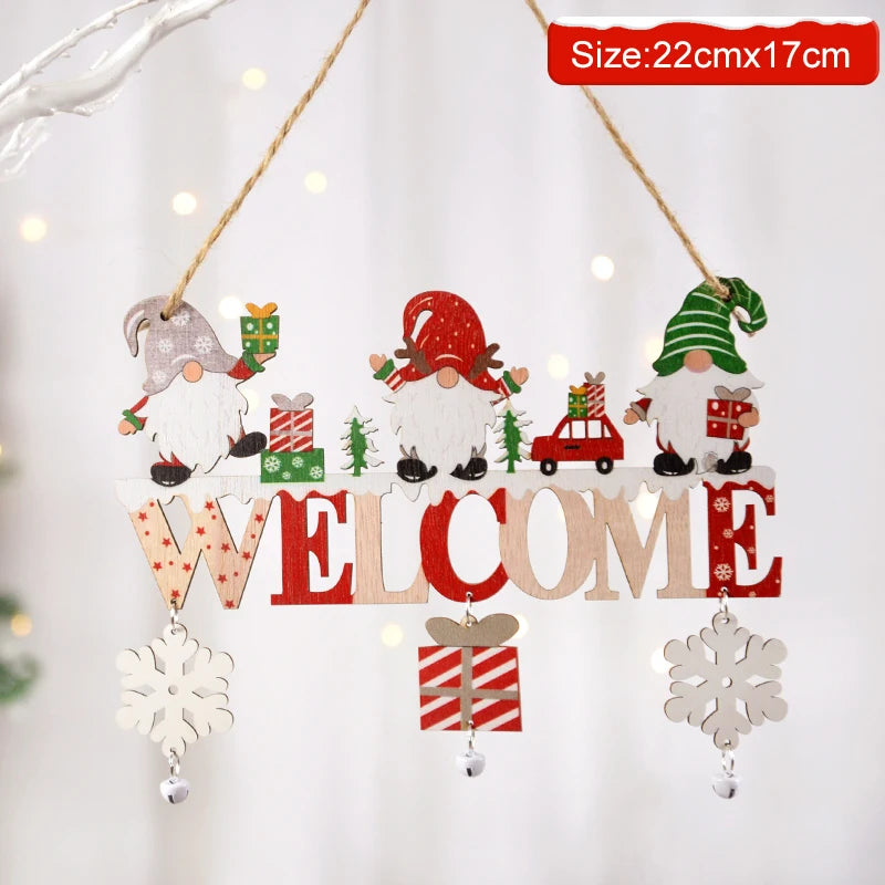 fachgo | Christmas Wooden Decorations Wall Porch Letter Pendant Snowman Hang Up Creative Decorative Crafts
