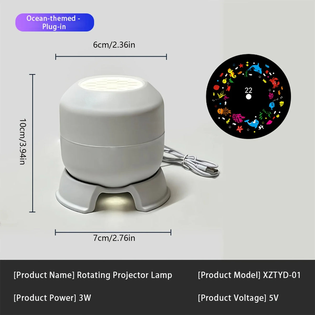 LED Ocean Wave Projector – USB Night Light