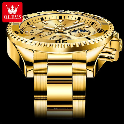 fachgo | OLEVS Watches For Men Classic with Date Dress Luxury Big Face Waterproof Luminous Men's Wrist Watch Stainless Steel Men Watch