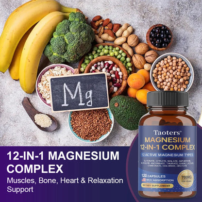 12-in-1 Magnesium Complex Supplement – High Absorption Rate, Supports Muscles, Nerves and Sleep, Suitable for Men and Women