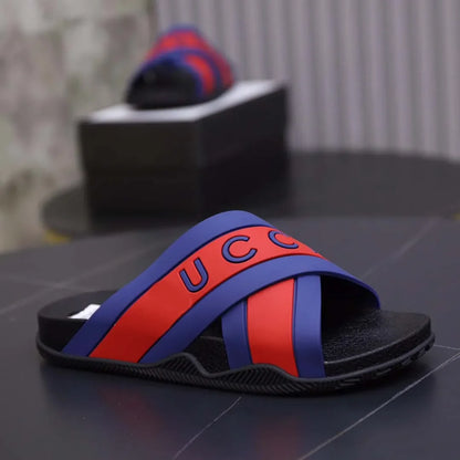 fachgo | Designer Sandal Women Men Rubber Leather Slide Sandal Dress Shoe Wedges Sandal Beach Slippers Luxury Summer Platform