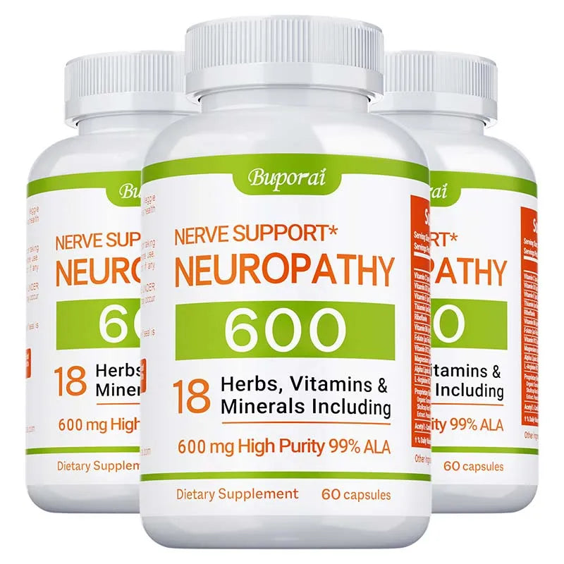fachgo | Neuropathy Support Supplement 600mg - Antioxidant, Promotes Nerve Health, Cellular Energy, Metabolism and Anti-aging, Non-GMO
