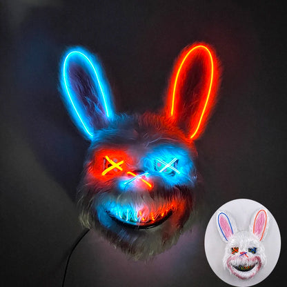 Halloween Light Up Horror Animal Mask LED Luminous Bloody Bear Mask Flashing Neon Cosplay Scary Masquerade Party Mask Supplies
