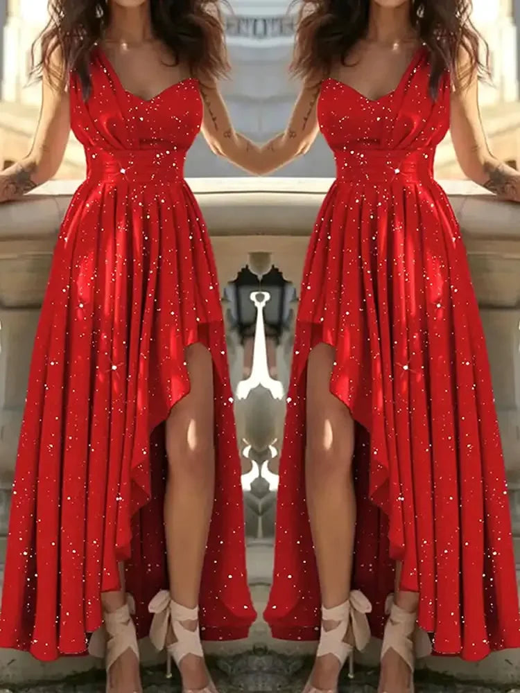 fachgo | Women Evening Dresses Sexy Elegant Red Cocktail Party Chic Gala Graduation Luxury Formal Occasion Bridesmaid Gown Dress Clothes