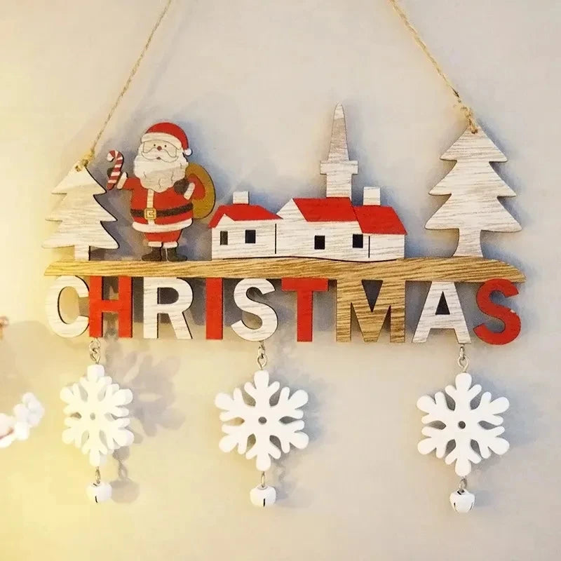 fachgo | Christmas Wooden Decorations Wall Porch Letter Pendant Snowman Hang Up Creative Decorative Crafts