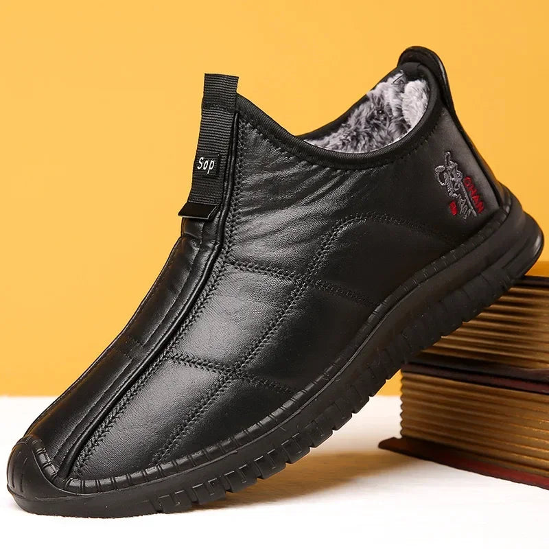 fachgo | Winter men's boots are warm waterproof non slip thick walking boots, and oversized work shoes for men aged 38-48 platform boots