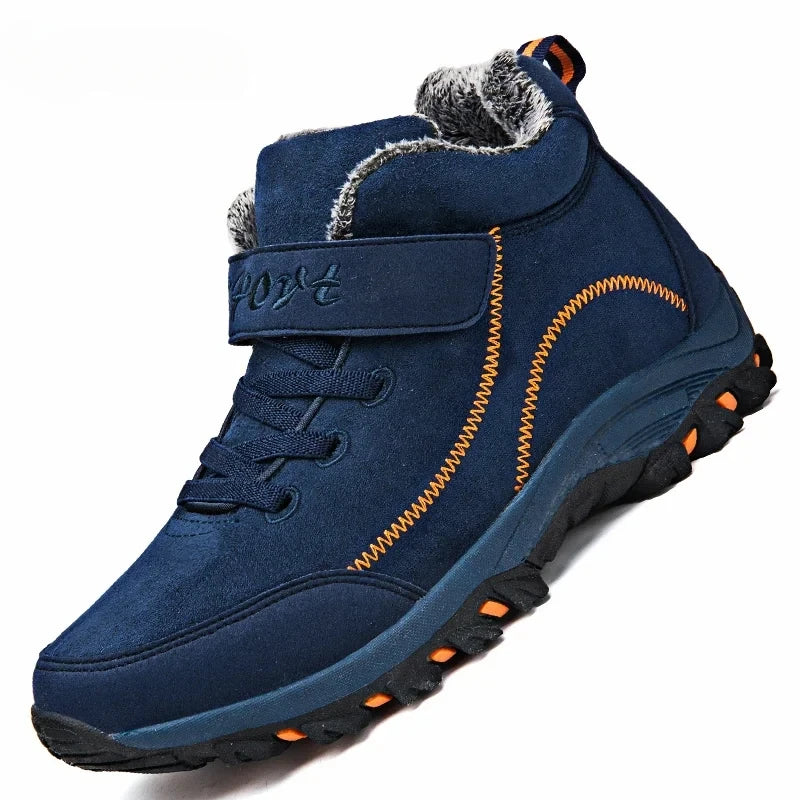 fachgo | Waterproof Winter Men Boots Suede Warm Snow Outdoor Sneakers Boots Men Work Casual Shoes High-top Non-slip Ankle Boots