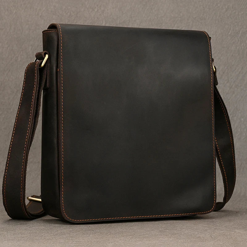 fachgo | High Quality Men's Leather Shoulder Bag Genuine Leather Crossbody Bags For Male Messenger Bags Vintage Sling Bags Man Bags 2024