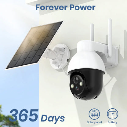fachgo | AOSU 3MP PTZ Solar Security Camera 5000mAh Battery Wireless 2.4Ghz WIFI Camera PIR AI Detection 2-Way Audio Outdoor CCTV Camera