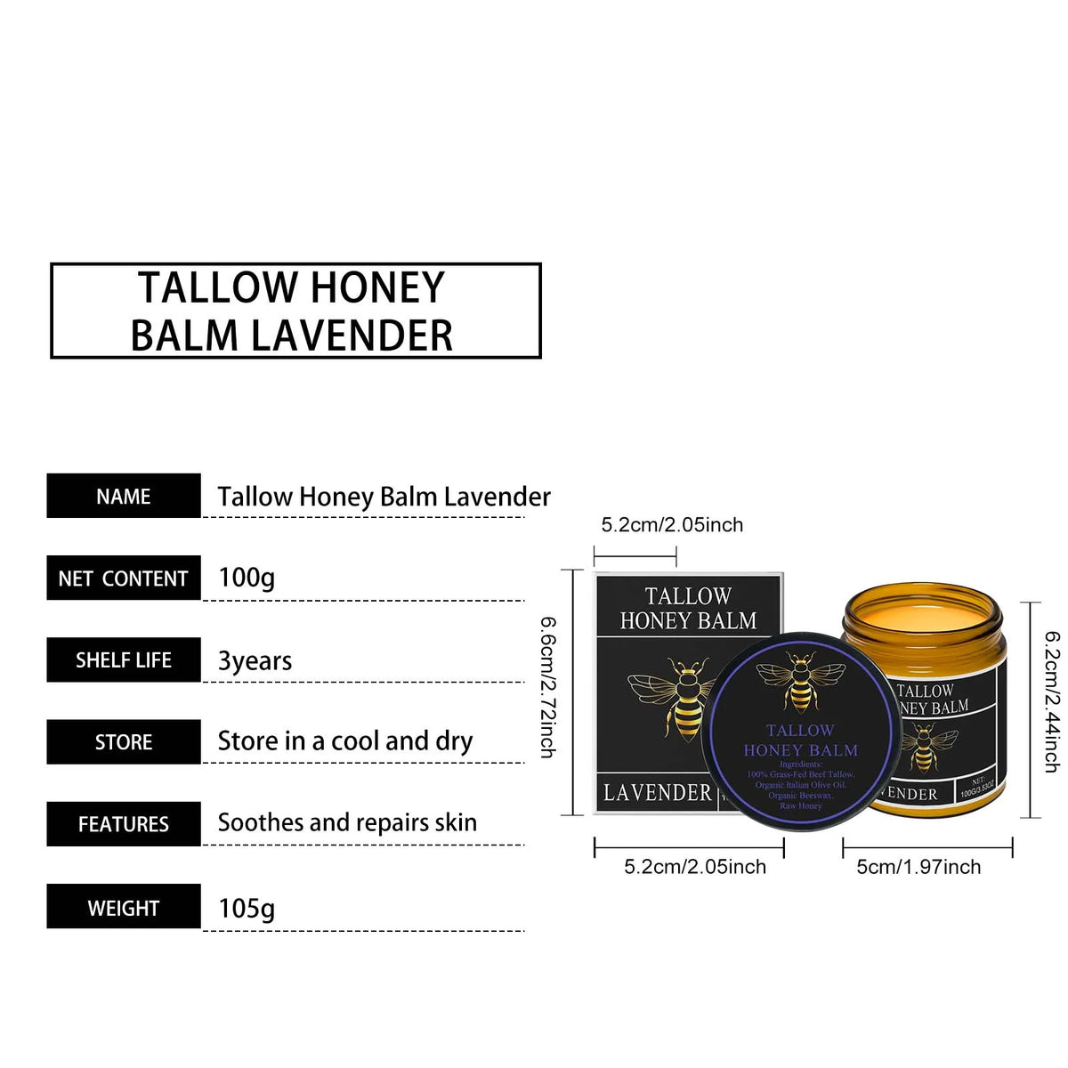 Tallow Honey Cream Glow Hydrating Skin Improve Elasticity Soft Bleaching Improve Dullness Firming Face Body Moisturizer Lotion