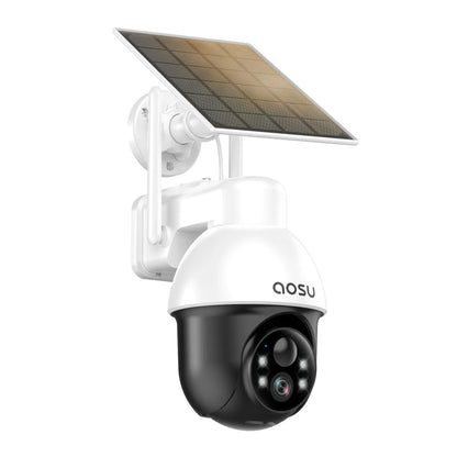 fachgo | AOSU 3MP PTZ Solar Security Camera 5000mAh Battery Wireless 2.4Ghz WIFI Camera PIR AI Detection 2-Way Audio Outdoor CCTV Camera