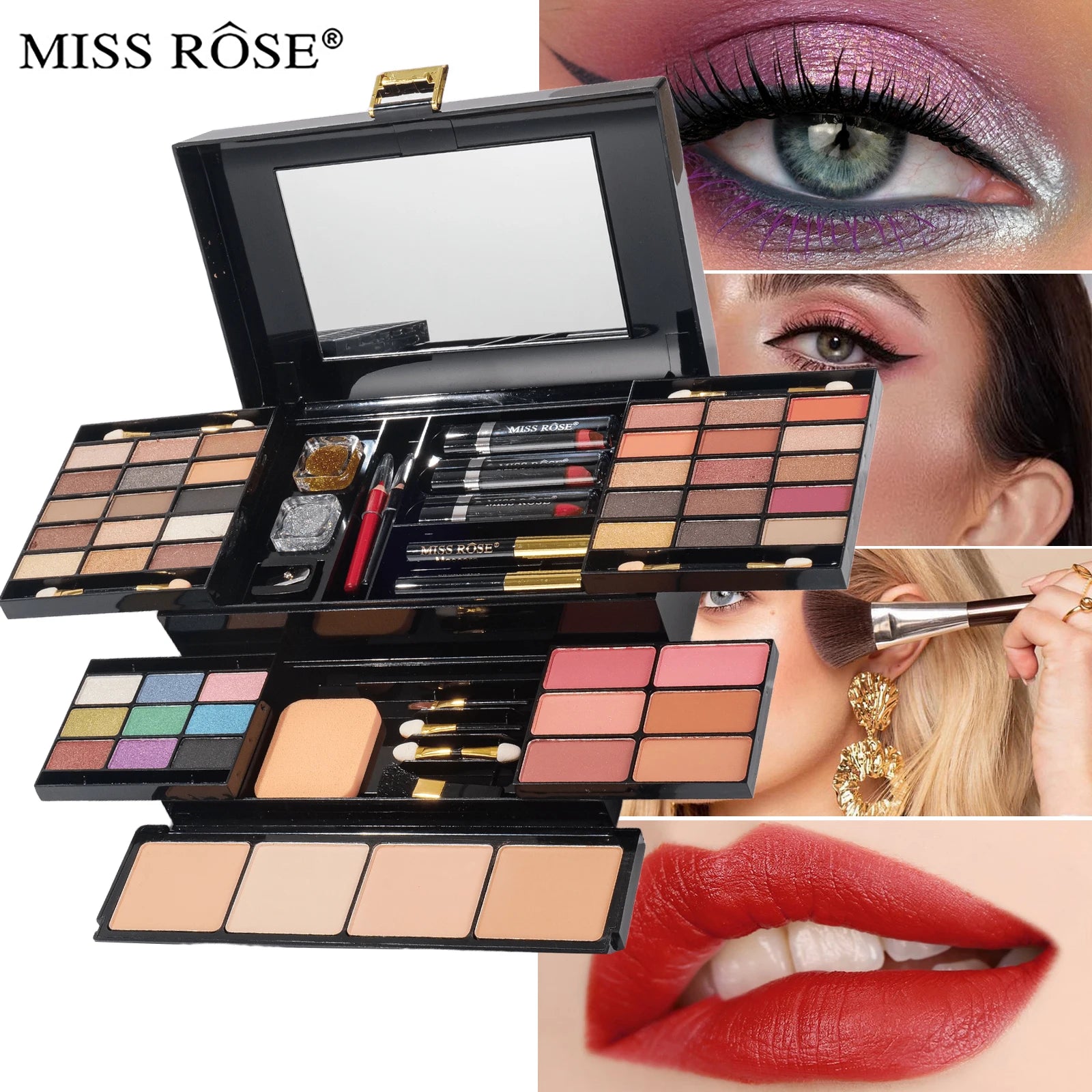 fachgo | Women's Professional Makeup Set with Mirror 58 Colors All-In-One Makeup Gift Set for Girls, Includes Eyeshadow, Powder, Blush, L