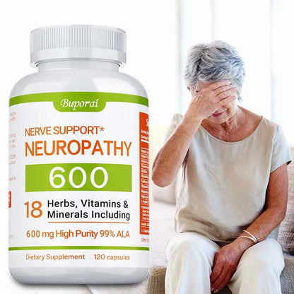 fachgo | Neuropathy Support Supplement 600mg - Antioxidant, Promotes Nerve Health, Cellular Energy, Metabolism and Anti-aging, Non-GMO