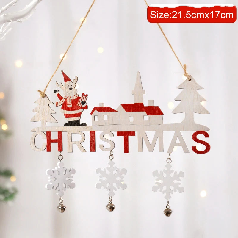 fachgo | Christmas Wooden Decorations Wall Porch Letter Pendant Snowman Hang Up Creative Decorative Crafts