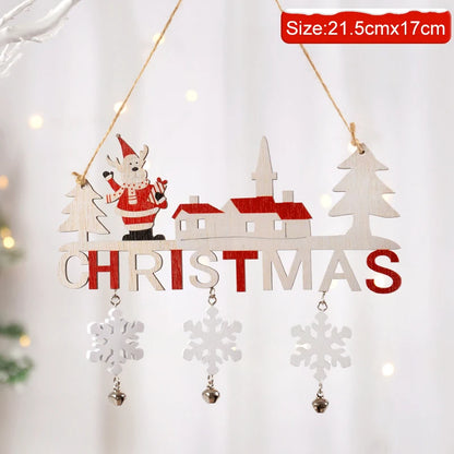 fachgo | Christmas Wooden Decorations Wall Porch Letter Pendant Snowman Hang Up Creative Decorative Crafts