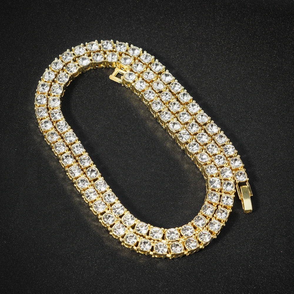 fachgo | Luxury Paved Crystal Heart 13mm Cuban Link Chain Necklace for Women Hip Hop Iced Out Round Square Tennis Chain Bracelet Jewelry