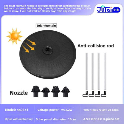 fachgo | Solar Fountain Outdoor Garden Water Feature Floating Bird Bath No Electricity Needed