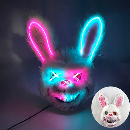 Halloween Light Up Horror Animal Mask LED Luminous Bloody Bear Mask Flashing Neon Cosplay Scary Masquerade Party Mask Supplies