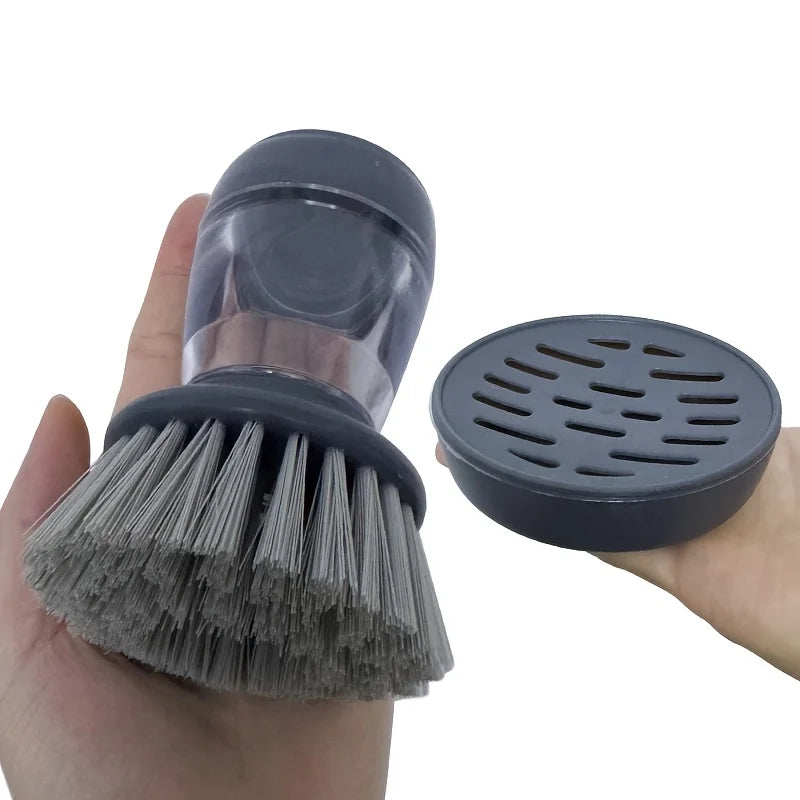Dishwashing Brush With Soap Dispenser, Kitchen Scrub Brush Suitable For Dishes, Pans, Sinks, Cleaning With Holder Set