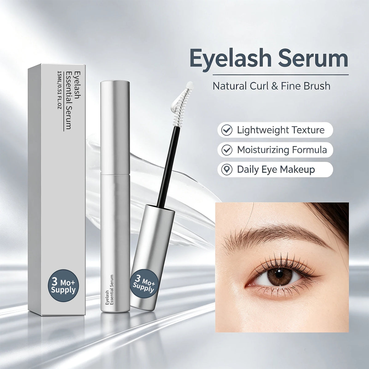Eyelash Essential Serum 15ml Nourishing Lash Care Liquid for Natural Curl Thicker Fuller Longer Eyelashes Lash Care Products
