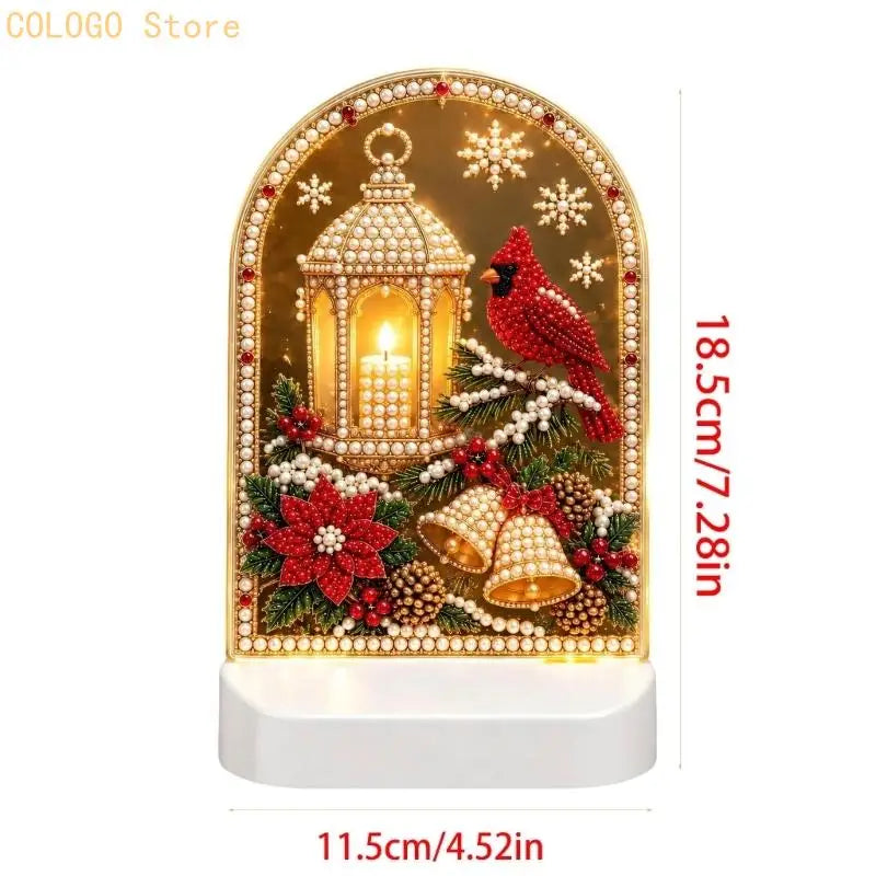 Christmas LED Acrylic Art Set with Faceted Pieces for a Handmade Indoor Display Project That Glows During Evening Use D0LD