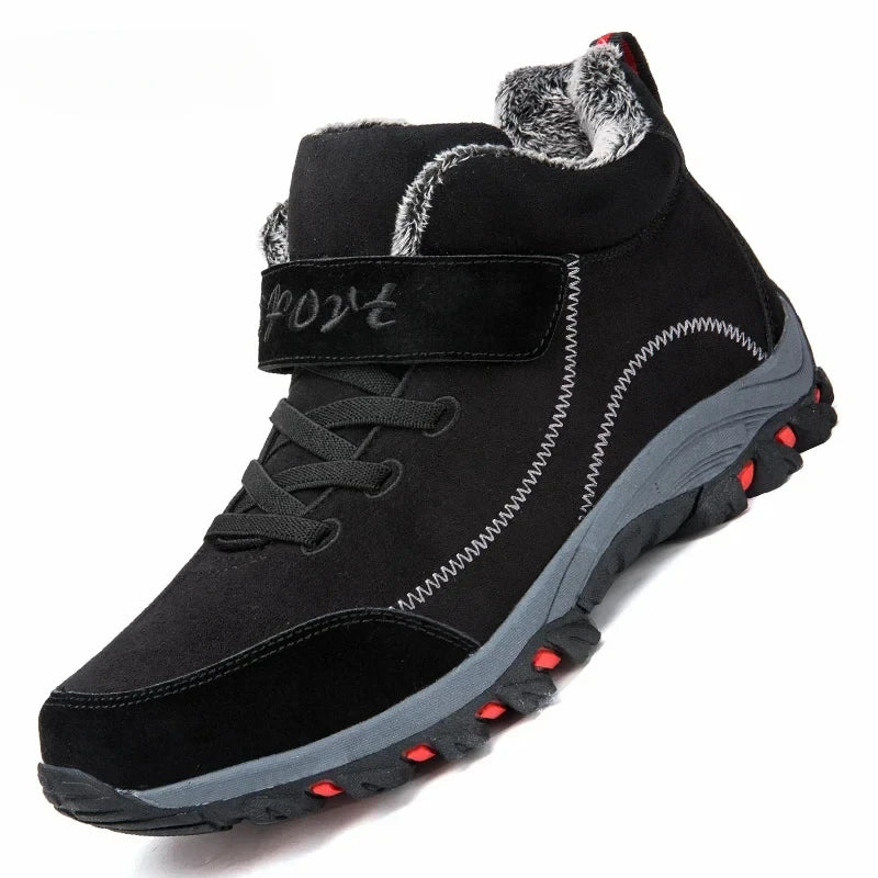 fachgo | Waterproof Winter Men Boots Suede Warm Snow Outdoor Sneakers Boots Men Work Casual Shoes High-top Non-slip Ankle Boots