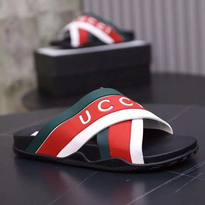 fachgo | Designer Sandal Women Men Rubber Leather Slide Sandal Dress Shoe Wedges Sandal Beach Slippers Luxury Summer Platform