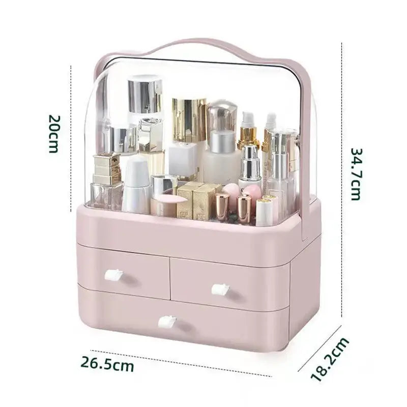 fachgo | 1pc Cosmetics Receiving Box Dust-Proof Desktop Makeup Organizer with Drawer for Skin Care Products Household Storage Box Shelf